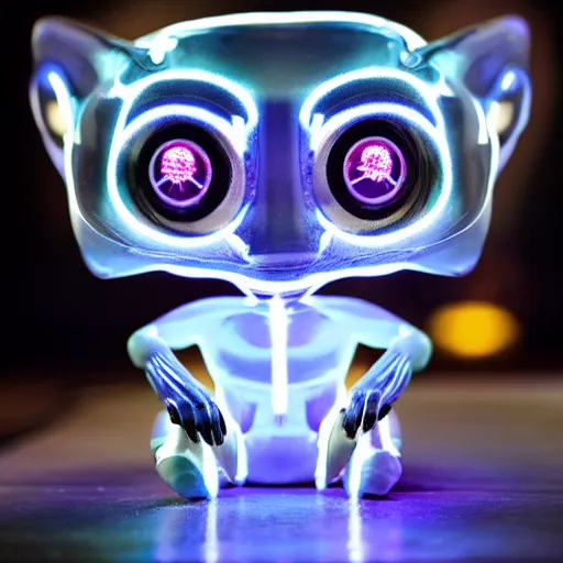 Image similar to a highly detailed vinyl figure with lighting bolts coming out of its eyes, electric eyes, sparking eyes, realistic lighting, realistic reflections