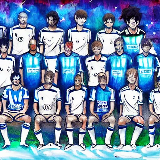 Image similar to disco diffusion painting of marseille football team by makoto shinkai, masterpiece, contest award winner