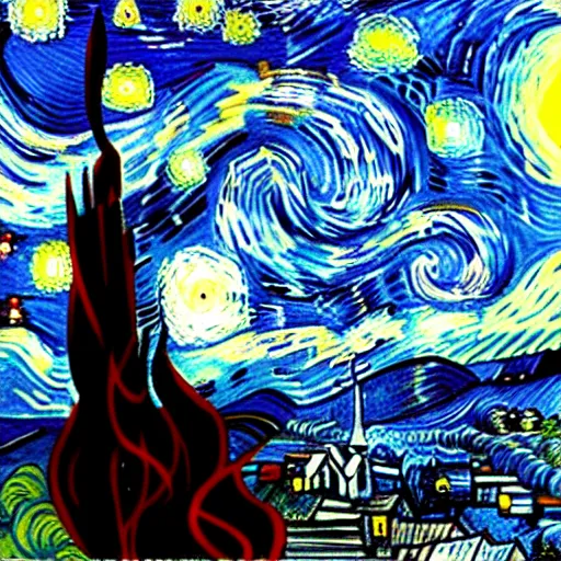 Prompt: spaceship in the style of starry night by Vincent van Gogh