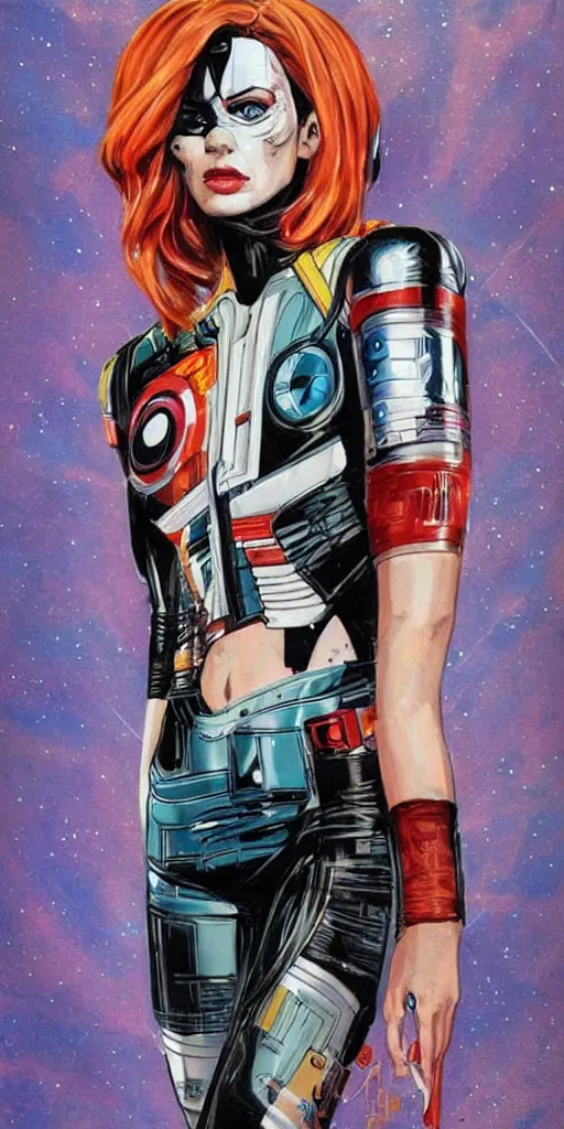 Image similar to full body painting of a female android, by MARVEL comics and Sandra Chevrier
