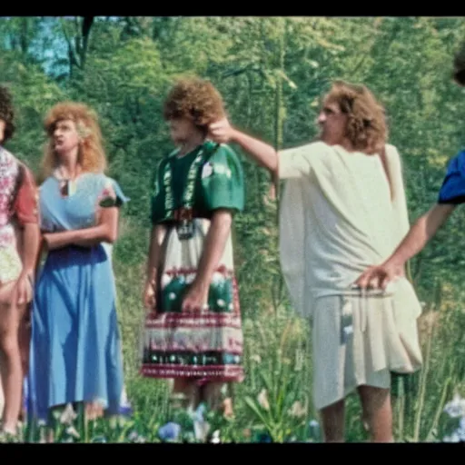 Image similar to vhs 1 9 8 0 s footage of a scene from the movie midsommar