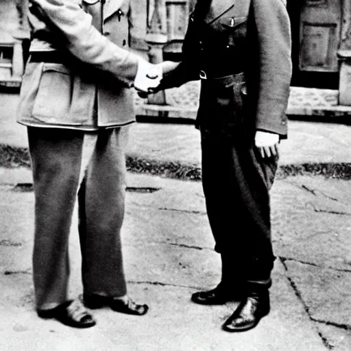 Prompt: Mr Bean shakes hands with Hitler