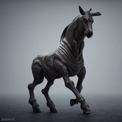 Prompt: a humanoid horse in giger style, octane render, 4k, detailed, unreal engine 5,