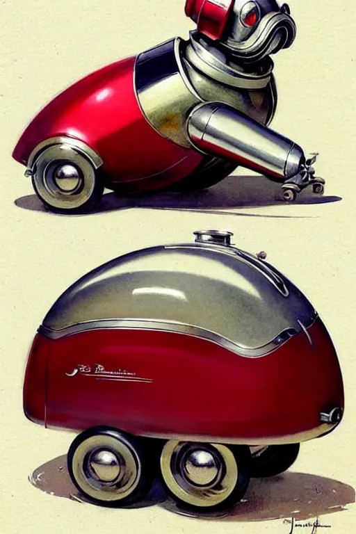Image similar to ( ( ( ( ( 1 9 5 0 s retro future android robot bulldog wagon. muted colors., ) ) ) ) ) by jean - baptiste monge,!!!!!!!!!!!!!!!!!!!!!!!!! chrome red