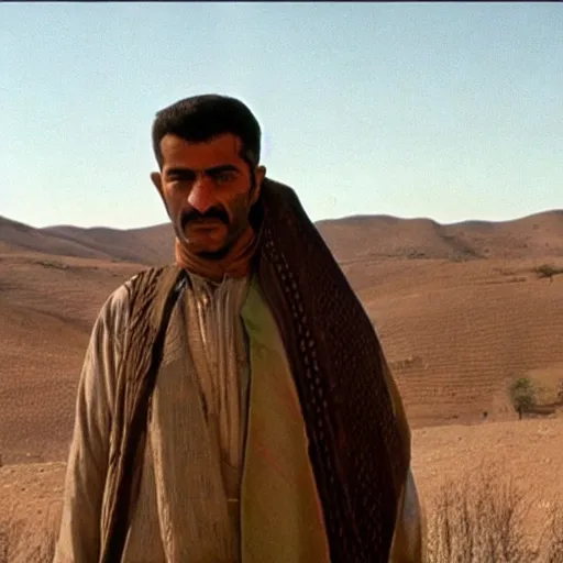 Image similar to Kurdish shepherd wearing Kurdish clothes in a movie directed by Christopher Nolan, movie still frame, promotional image, imax 70 mm footage