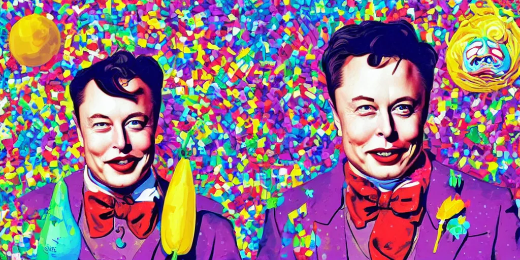 Image similar to Elon Musk as Willy Wonka, created by Jeremiah Ketner