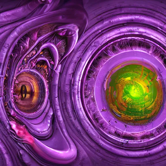 Image similar to detailed shot inside a goddess' cavernous synthetic stomach, the walls purple and pulsing, slimy and hot, lots of acid pooling up on the floor, digesting a bunch humans graphically, food pov, micro pov, vore, digital art, furry art, high quality, 8k 3D realistic, macro art, micro art, Furaffinity, Deviantart, Eka's Portal, G6