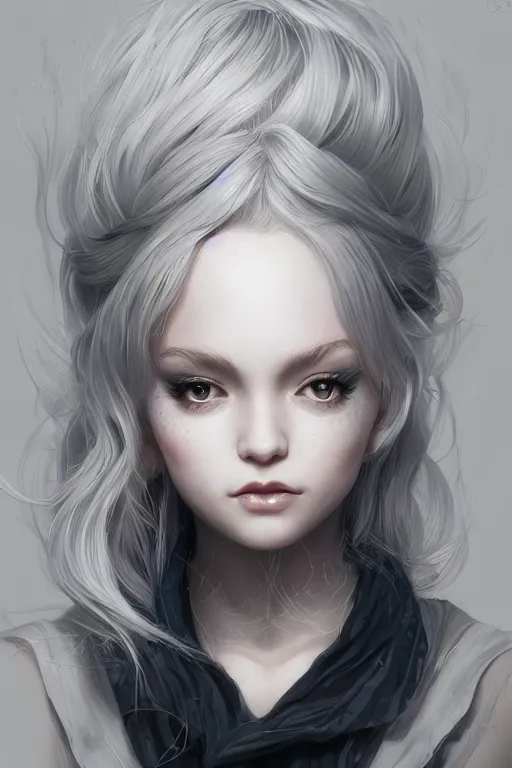 Image similar to teen girl, few speckle skin, tatoo, white hair, gorgeous, amazing, elegant, intricate, highly detailed, digital painting, artstation, concept art, sharp focus, illustration, art by Ross tran and kuvshinov