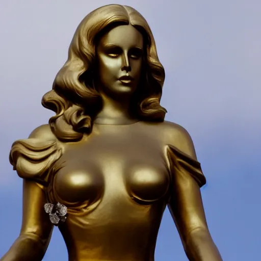 Prompt: golden statue of lana del rey