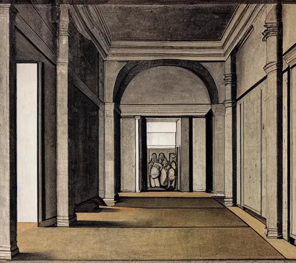 Image similar to drawing of the backrooms by piero della francesca