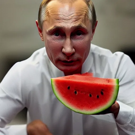 Image similar to vladimir putin eating watermelonn