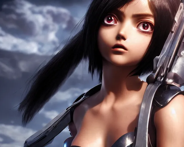 Prompt: battle angel alita, photorealistic, beautiful portrait, lifelike, octane engine, cinematic lighting, high detail, high resolution