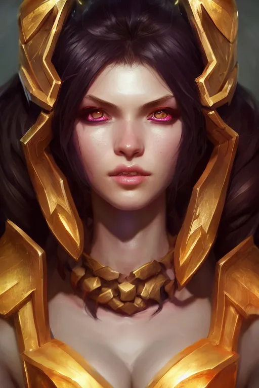 Image similar to league of legends portrait, au naturel, hyper detailed, digital art, trending in artstation, cinematic lighting, studio quality, smooth render, unreal engine 5 rendered, octane rendered, art style by klimt and nixeu and ian sprigger and wlop and krenz cushart.