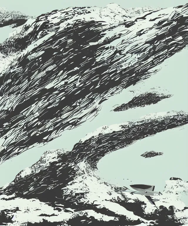 Image similar to airplane mountain water by dongkyu lim illustration vector digital art trending on artstation