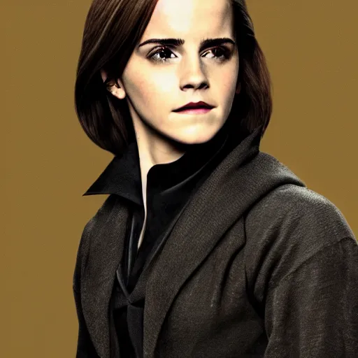 Image similar to Emma Watson as Professor Severus Snape, full body shot