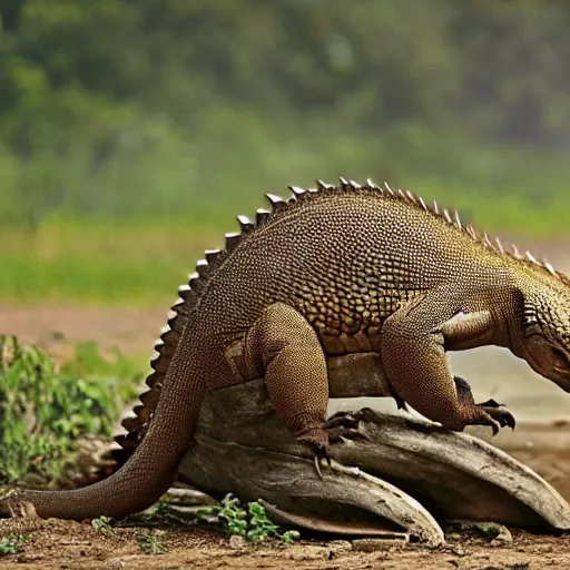 Image similar to a hybrid between a komodo-dragon and a pangolin, national geographic file-photo, photography