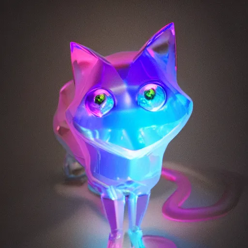 Prompt: opalescent crystal cat, magical, hyperrealistic, octane render