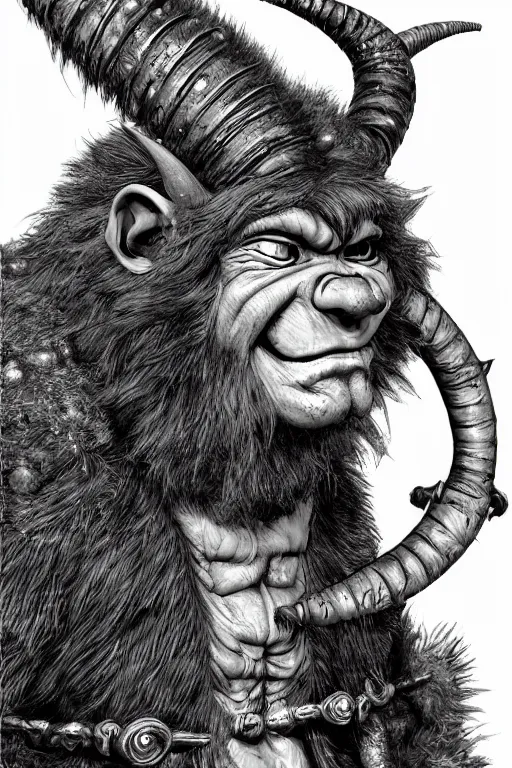 Image similar to hunched troll with a horn on his head, fantasy, highly detailed, digital art, sharp focus, trending on art station, kentaro miura manga art style