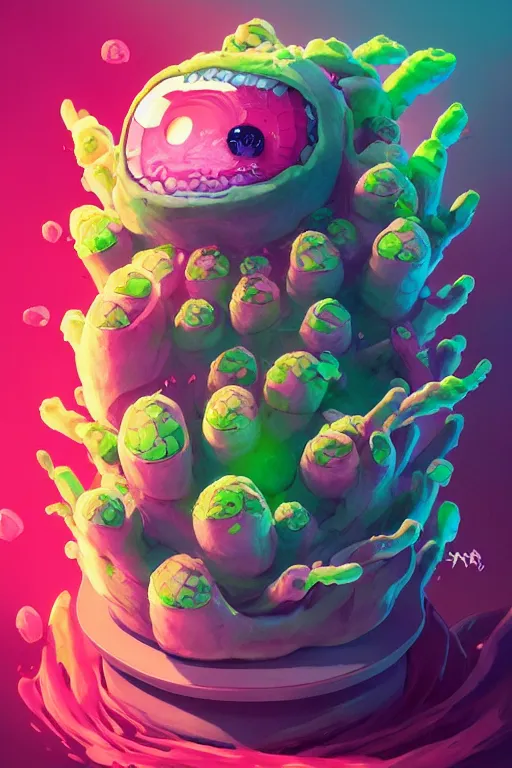 Image similar to roots cactus sushi cristal smurf ghost creature animal sushi cristal very big eye roots cactus elemental flush of force nature micro world fluo fishscale, behance hd by jesper ejsing, by rhads, makoto shinkai and lois van baarle, ilya kuvshinov, rossdraws radiating a glowing aura global illumination ray tracing hdr