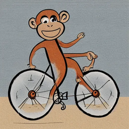 Prompt: a monkey riding a bike, illustration