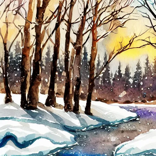 Prompt: winter watercolor illustration style