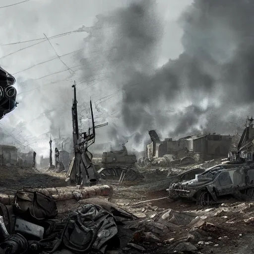 Prompt: terminator in world war one setting, pixar style, concept art, artstation