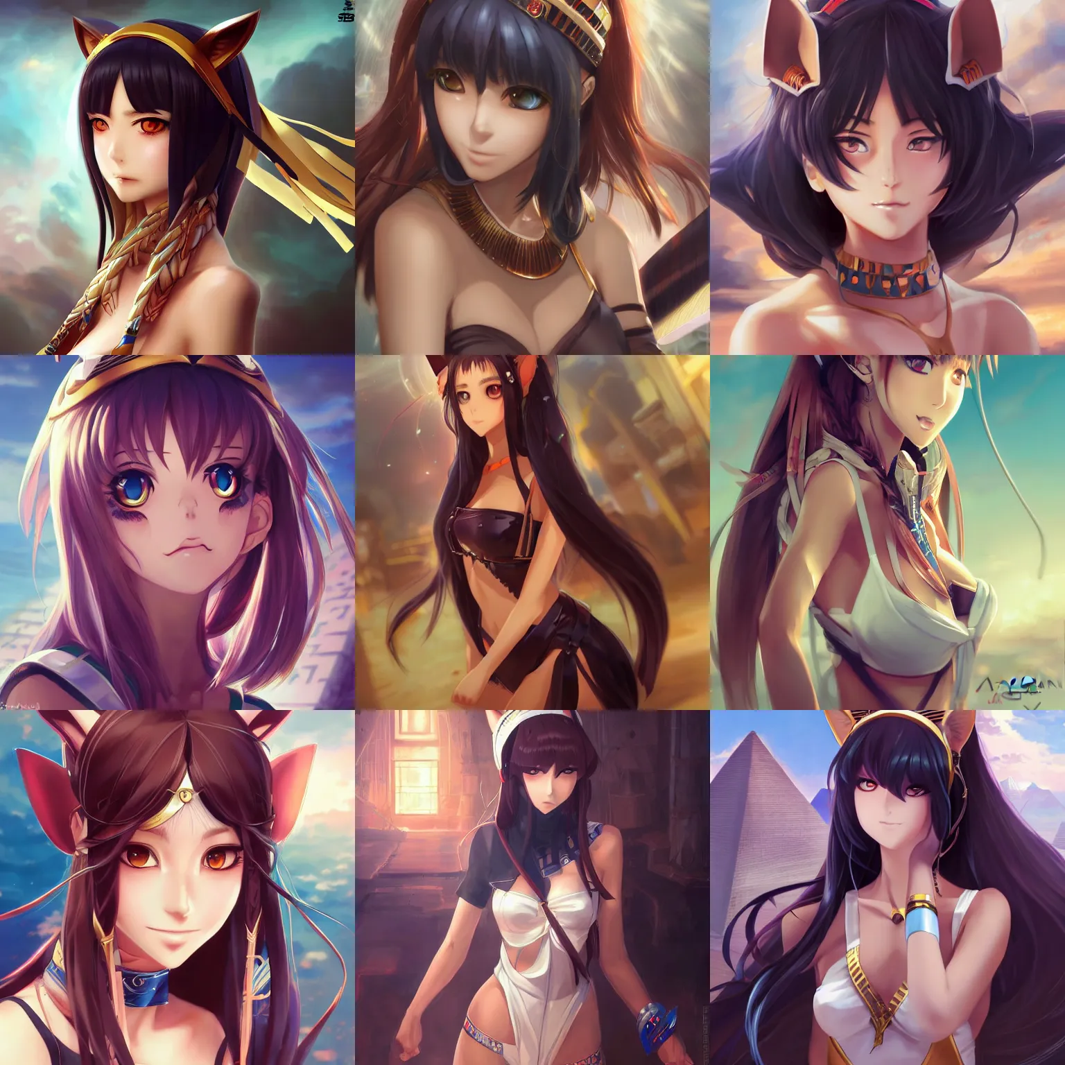 Prompt: An anime portrait of an egyptian catgirl, by Sakimichan, Stanley Artgerm Lau, WLOP, Rossdraws, James Jean, Andrei Riabovitchev, Marc Simonetti, tranding on artstation