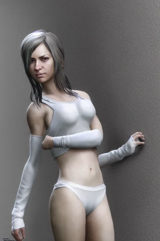 Prompt: fotorealistic 16K render cgsociety of April the female character from videogame The Longest Journey photorealism full body white ambient!