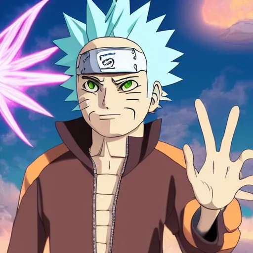 Prompt: Rick Sanchez in Naruto 4K detailed Digital art