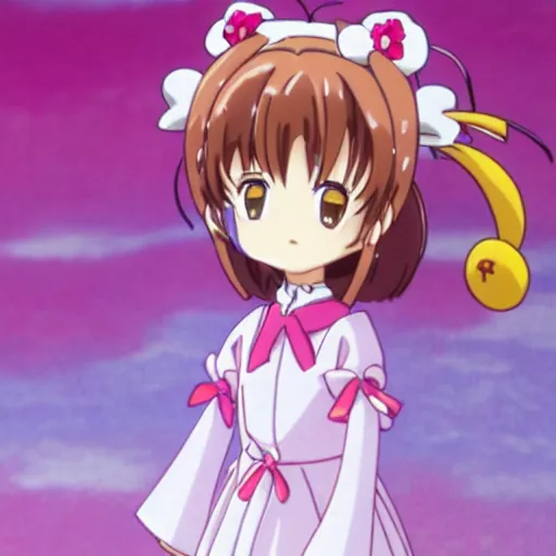 Image similar to Sakura Kinomoto from cardcaptor sakura ghibl movie style, miyazaki