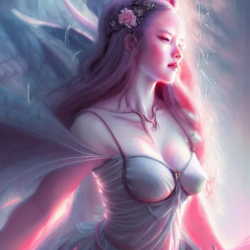 Prompt: beautiful demon princess scenery wallpaper aesthetic, pastel colors only, demonic, cinematic, powerful, super detailed and intricate, elegant, hyper realistic, by artgerm, by kyoung hwan kim, by ralph mcquarrie, by yoshiyuki tomino