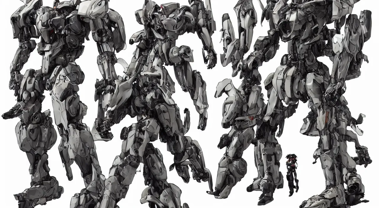 Prompt: Mecha Suit, costume, sci fi characters, anime, game, character concept, characters reference sheet, high quality, ultra detailed, full body, yoji shinkawa, metal gear solid, trending on ArtStation, digital art, concept art