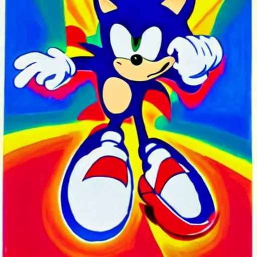 Image similar to sonic the hedgehog as imagined by peter max