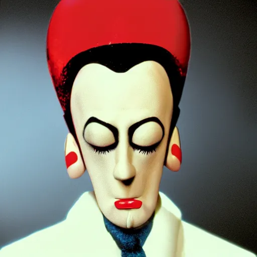 Prompt: A portrait of Klaus Nomi as a hand-puppet, photograph, award winning, diffuse lighting