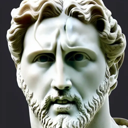 Image similar to a marble greek statue of nicolas cage