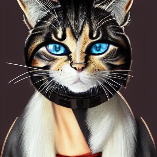 Prompt: Renovatio portrait cat samurai cyberpunk hyperrealistic