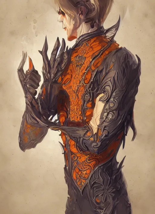 Image similar to tall thin male, jack pumpkinhead, full body character concept, art nouveau, super powers, fantasy, intricate, elegant, highly detailed, digital painting, artstation, concept art, shining, sharp focus, illustration, art by stanley lau