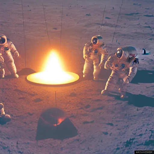 Prompt: astronauts performing a seance on the moon, ultra detailed