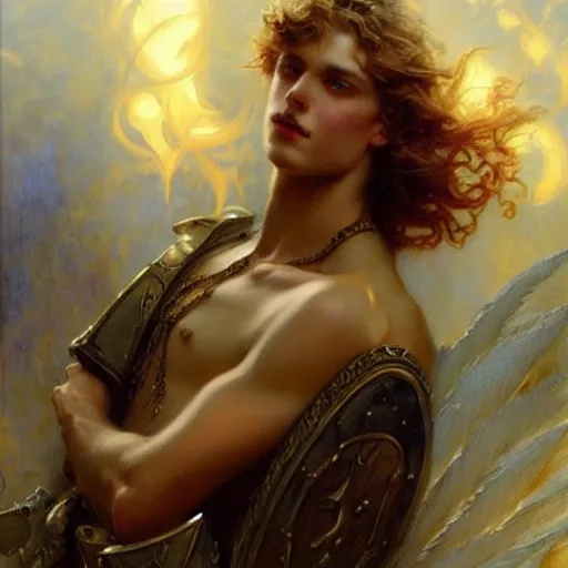 Image similar to attractive arthur pendragon. highly detailed painting by gaston bussiere, tom bagshaw, j. c. leyendecker