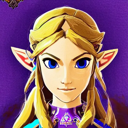 Prompt: a portrait of princess zelda from the legend of zelda breath of the wild, breath of the wild art style.