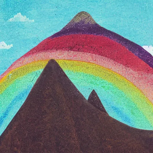 Image similar to a mountain portrait with in the sky a rainbow