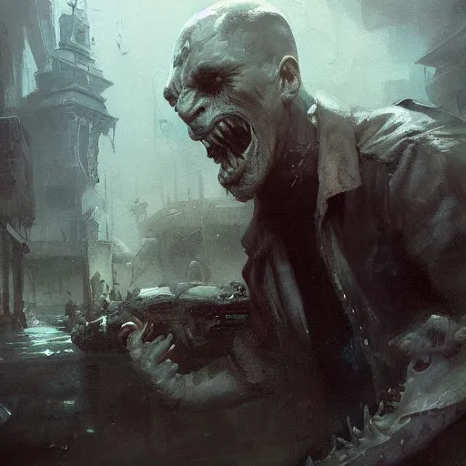 Image similar to innsmouth, painted by raymond swanland, painted by greg rutkowski, painted by jeremy mann, painted by igor kieryluk, trending on artstation