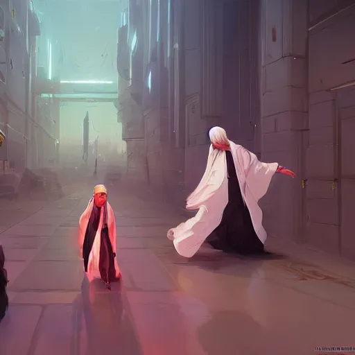 Image similar to cyberpunk sufis whirling with long robes around a mosque official fanart behance hd artstation by jesper ejsing, by rhads, makoto shinkai and lois van baarle, ilya kuvshinov, ossdraws