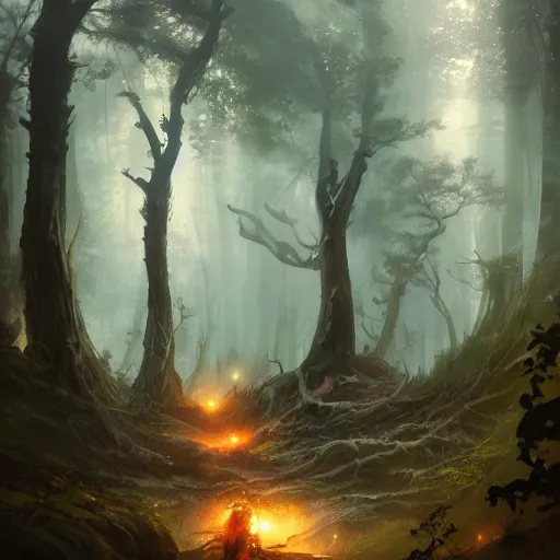 Image similar to fantastical forest by Greg Rutkowski