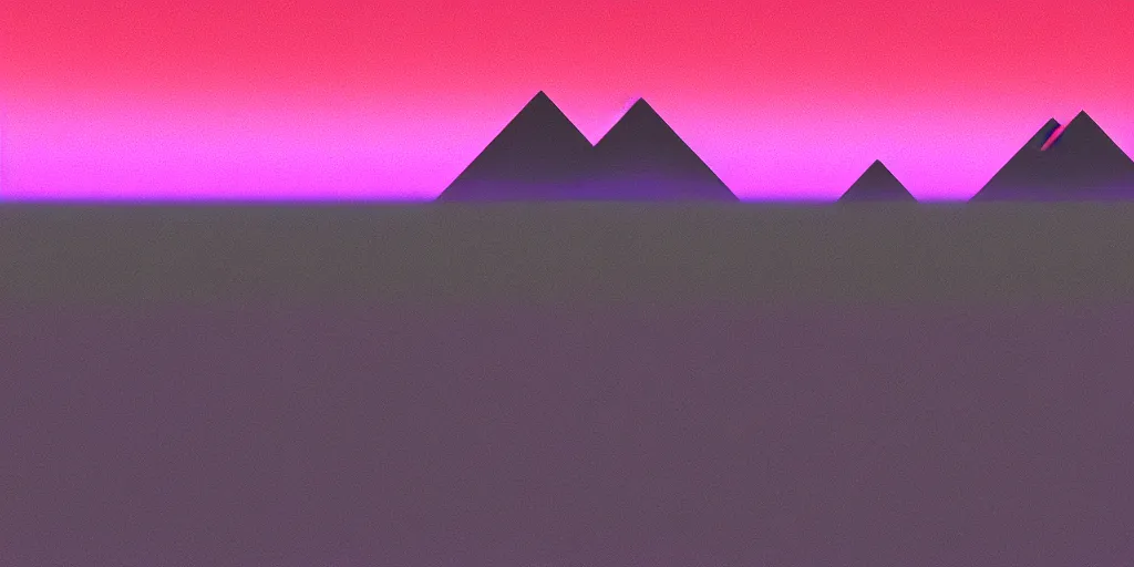 Image similar to purple digital desert, dawn, man in holographic coat, pyramids on the horizon, abstract holographic pastel, 1 9 8 0 s retro futuristic art, synthwave style, 3 5 mm photography, exposed film