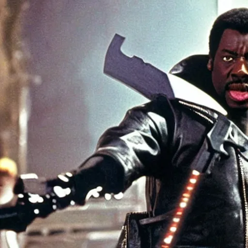 Prompt: still of ernie hudson playing blade in blade ( 1 9 8 3 )