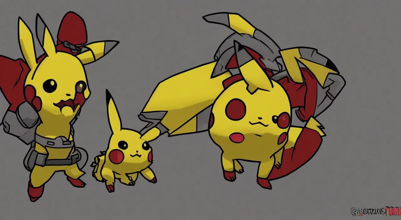 Prompt: Pikachu in the style of Doom 2016, Realistic, Highly Detailed