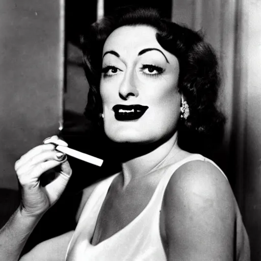 Image similar to joan crawford smoking a joint or cigarette, photo journalism