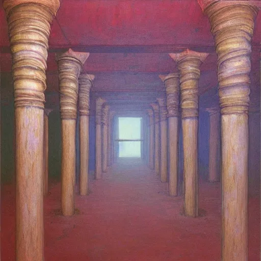 Prompt: painting of a scifi ancient civilzation victorian empty room with pillars, beksinski