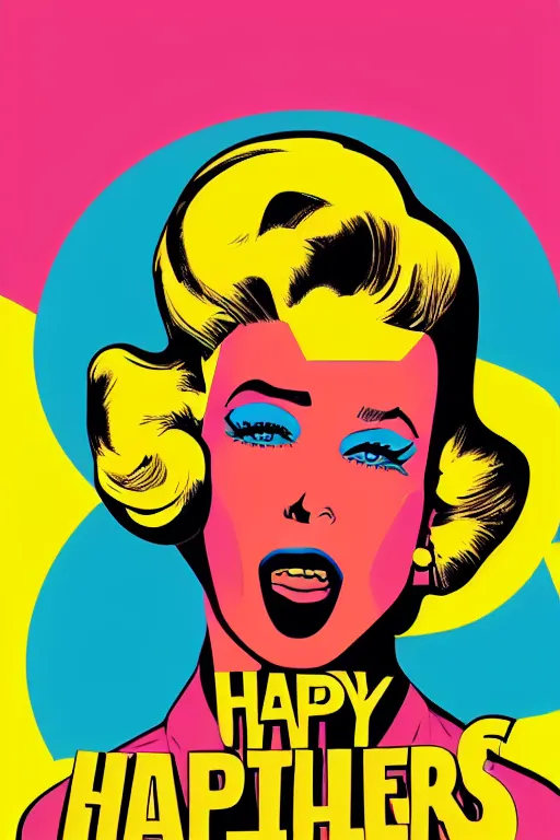 Prompt: happy girl, 7 6 retro futurist illustration art by butcher billy, sticker, colorful, illustration, highly detailed, simple, smooth and clean vector curves, no jagged lines, vector art, smooth andy warhol style